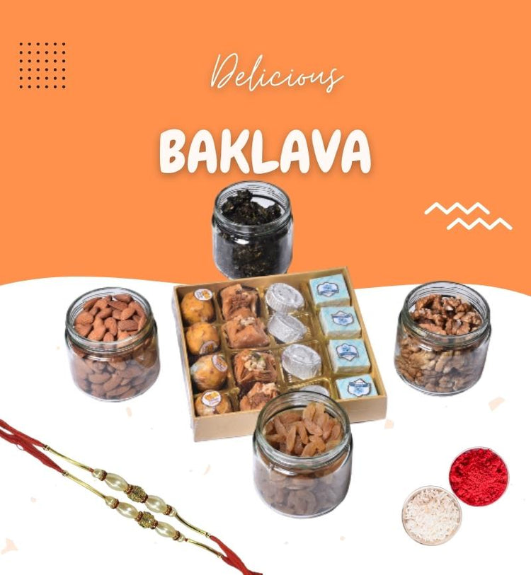 The Baklava Box with rakhi (Roli and Rice included)