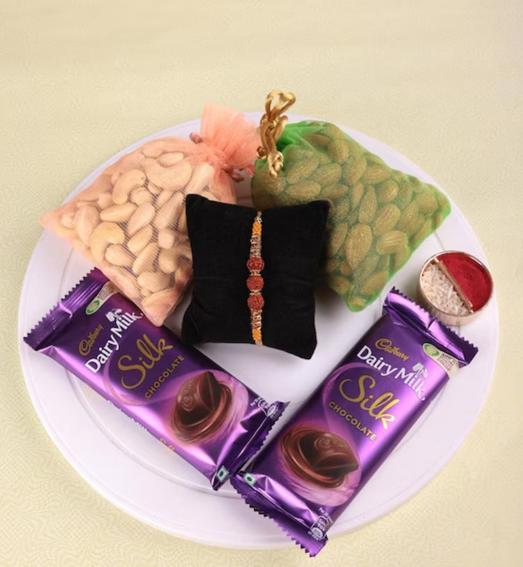 Rakhis With Chocolate Dry Fruits Combo