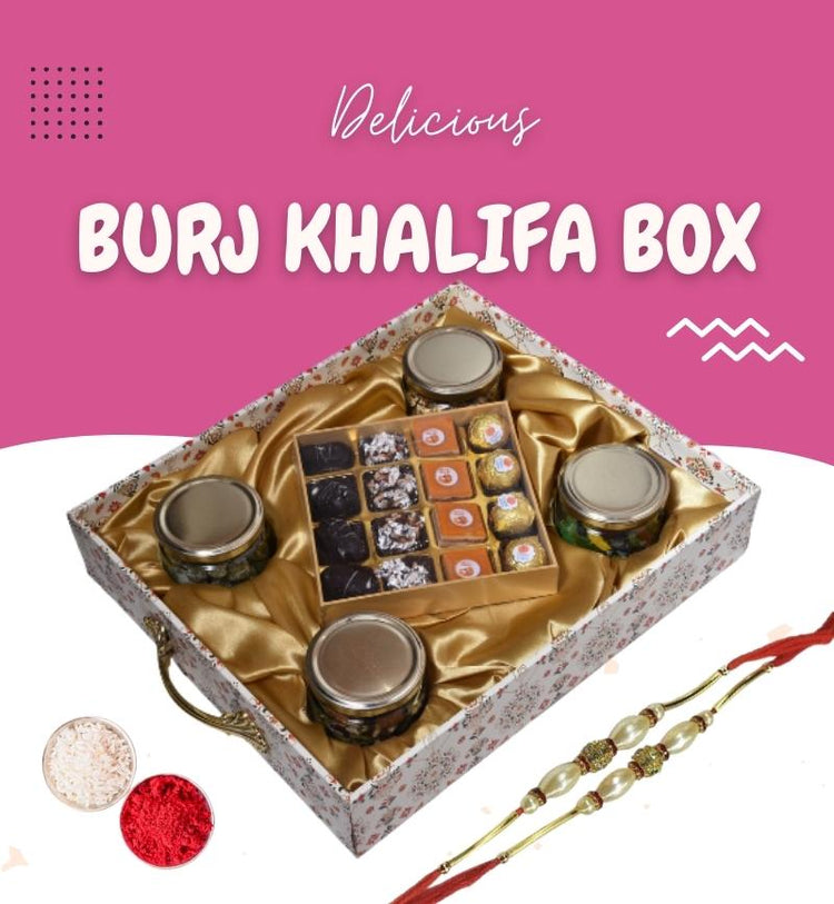 The Burj Khalifa Box with Rakhi (Roli and Rice included)