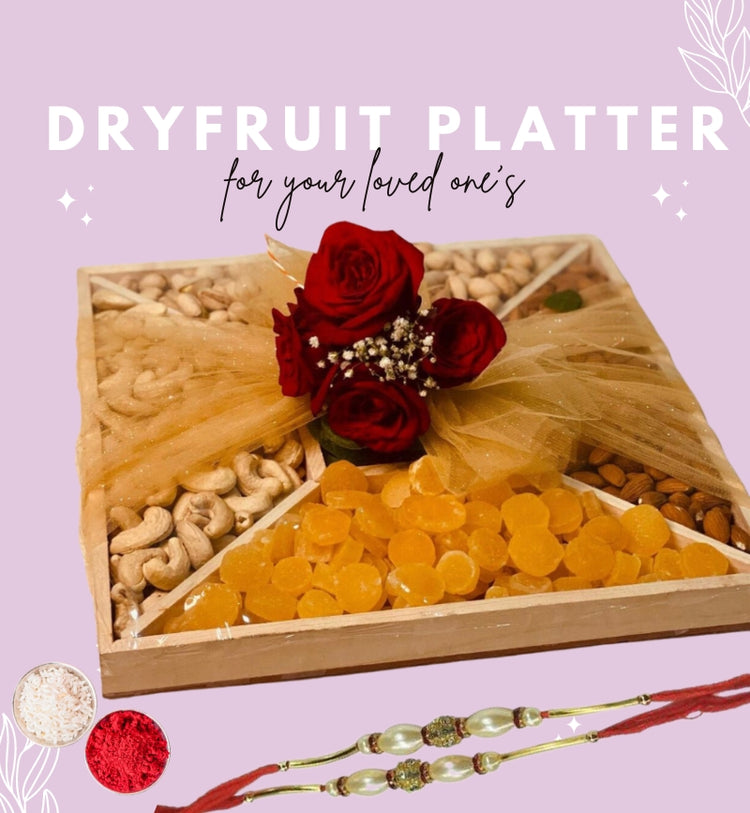 Dryfruit platter with Rakhi (Roli and Rice included)