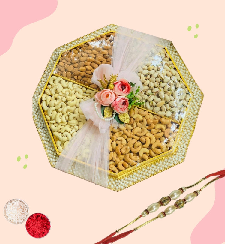 Dry fruit platter with Rakhi (Roli and Rice included)