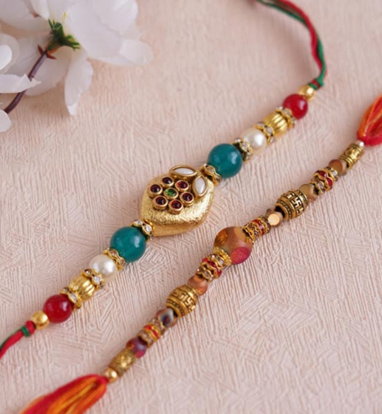 2 Rakhis with Dry Fruits Tray