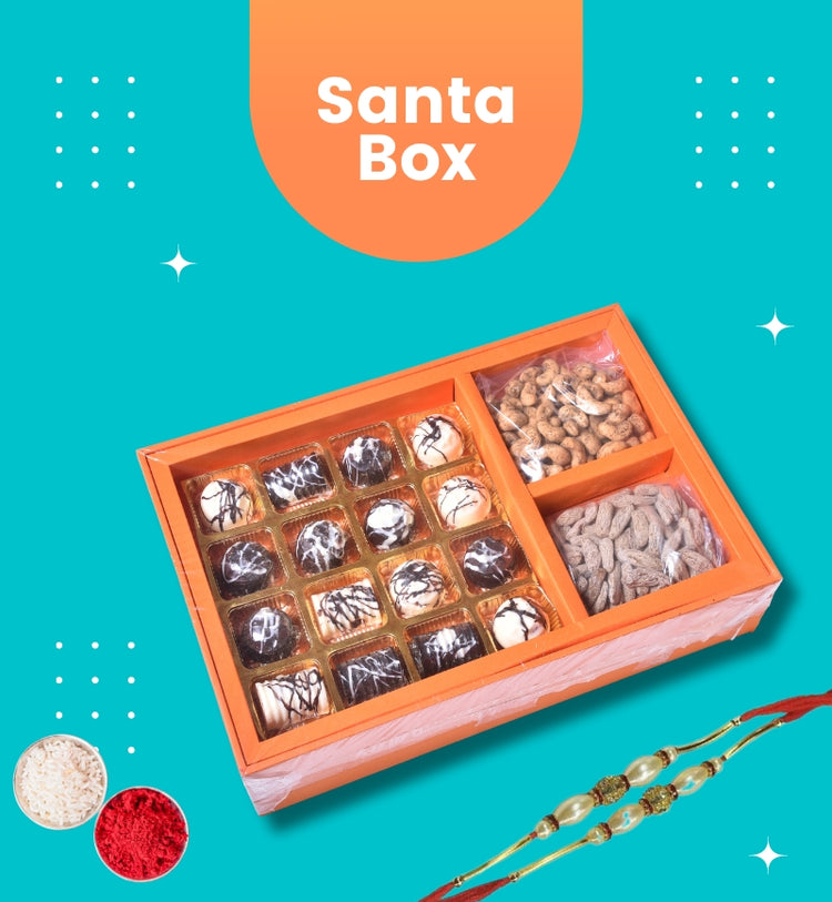 The Colorful Santa Box with Rakhi (Roli and Rice included)