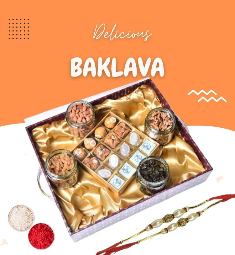 The Baklava Box with rakhi (Roli and Rice included)