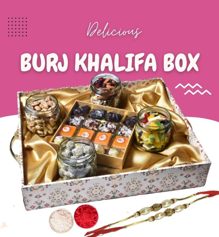 The Burj Khalifa Box with Rakhi (Roli and Rice included)