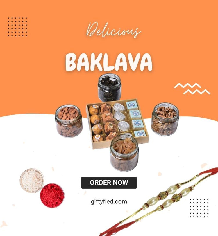 The Baklava Box with rakhi (Roli and Rice included)