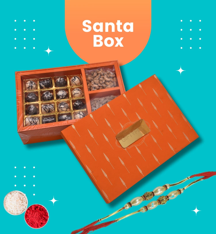 The Colorful Santa Box with Rakhi (Roli and Rice included)