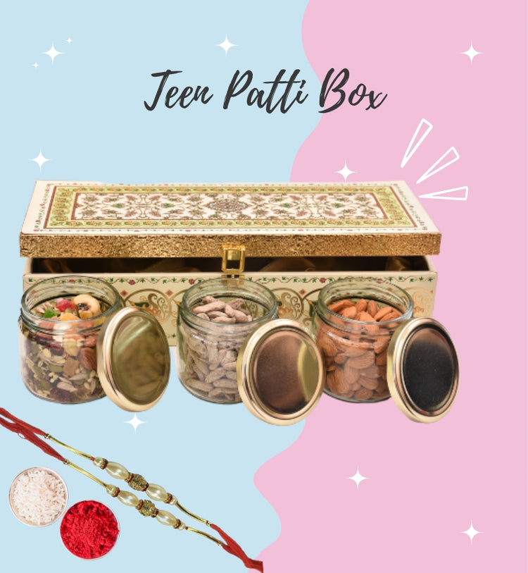 The Teen Patti Box with Rakhi (Roli and Rice included)