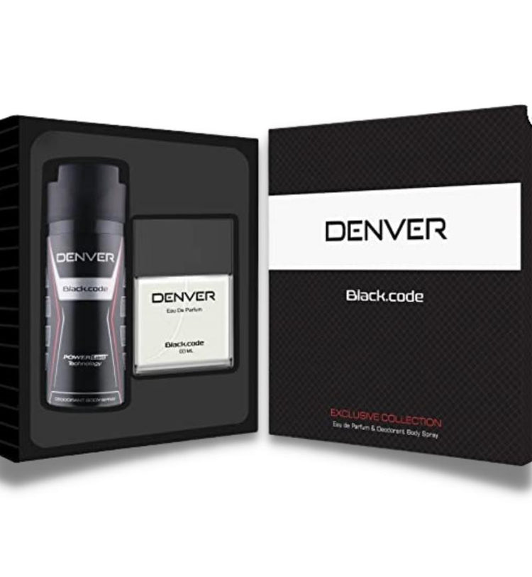 Denver Gift Pack Black Code Deodorant 150 Ml And Perfume For Men 60 Ml (Set Of 2)