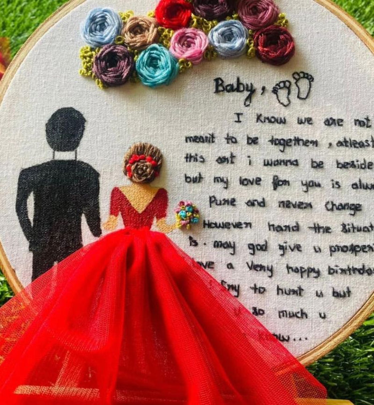 Personalized Hoop frame  (Black and red couple dress)